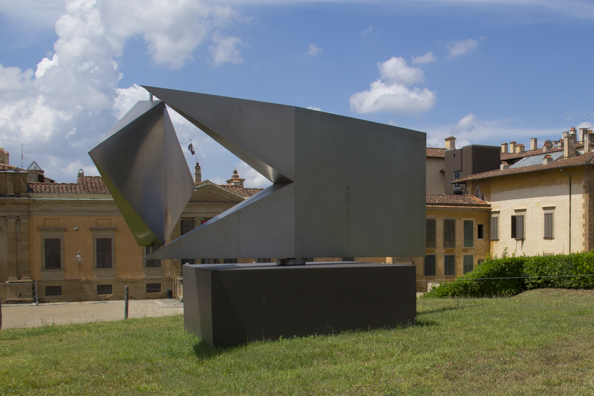 Ace of Diamonds, a sculpture by Lynn Chadwick in the Boboli Gardens behind the Palazzo Pitti in Florence, Tuscany 1035