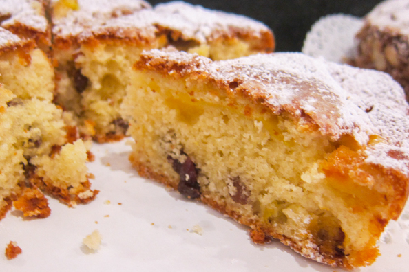 Apple cake with sultanas from Trentino in Italy