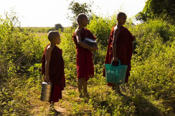 Monks in Old Bagan Myanmar