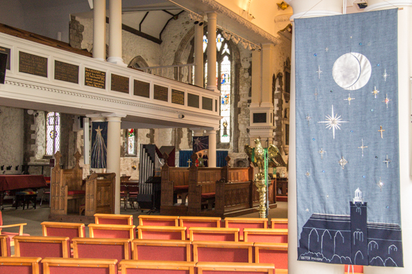 Banner inside the Church of St Thomas in Lymington, New Forest, Hampshire, UK