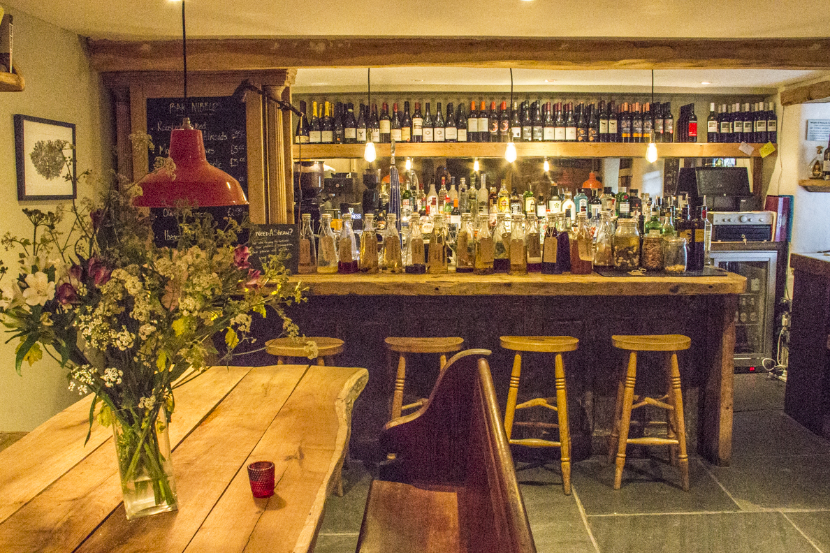 Bar and dining area at Llys Meddyg in Newport, Pembrokeshire, Wales   8504