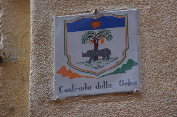 Ceramic tile representin the bundary of a Contrada in Siena in Tuscay in Italy