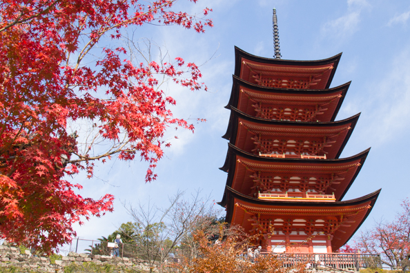 Five-storied Pagoda on Miyajima Island, Hiroshima in Japan