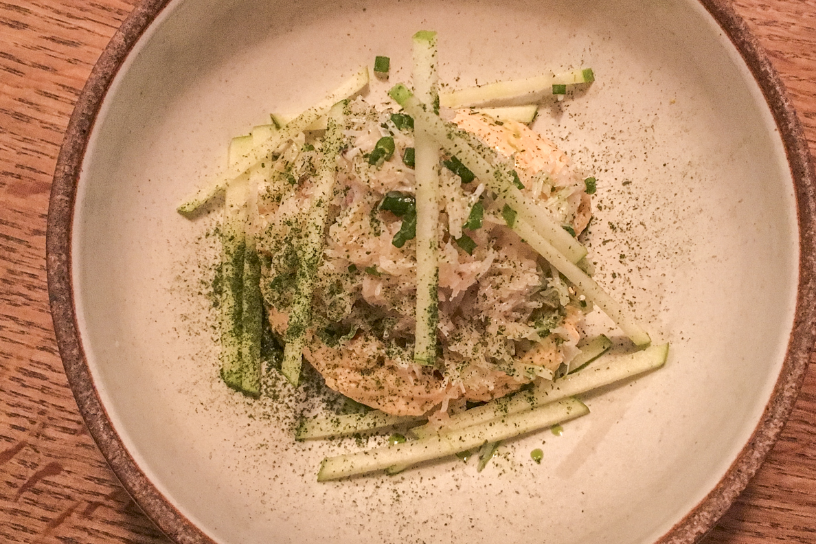 Fresh crab starter in the restaurant at Llys Meddyg in Newport, Pembrokeshire, Wales   6917