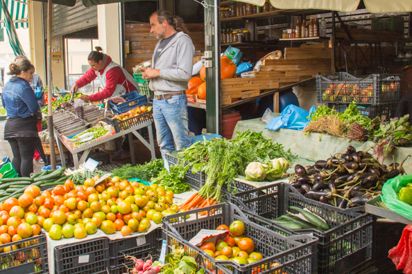 Fruit and vegetable market in old Corfu Town