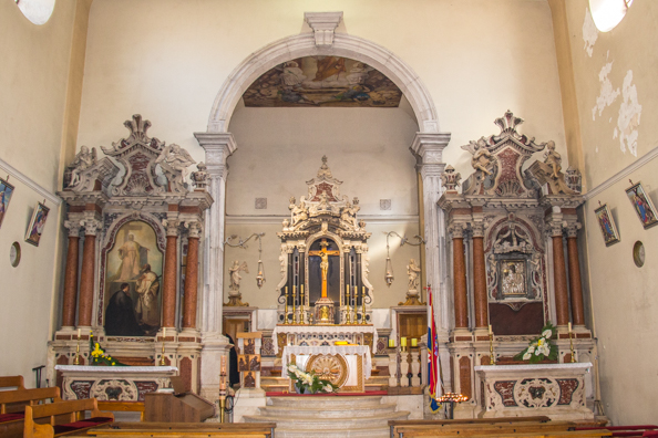 Interior of the Parish Church of Saint Cross in Vodice in Croatia
