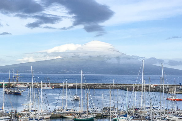 Island of Pico from Horta harbour on Faial Island in the Azores