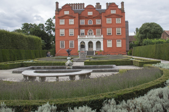 Kew Palace and the parterre in the Queen's Gardens at Kew Gardens in London