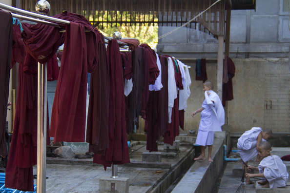 Laundry day at Mahagandayon Buddhist monastery in Myanmar