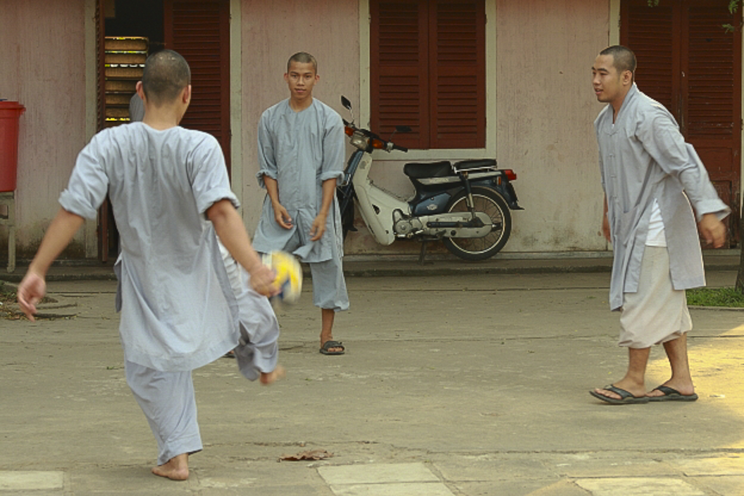 Monks at the Thien Mu Pagoda in Hue City Vietnam