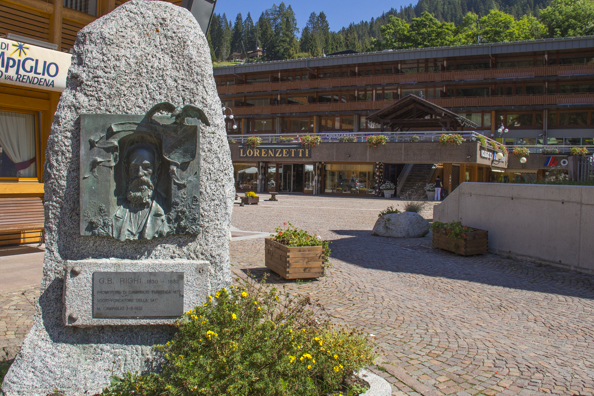 Monument to Righi in the centre of Madonna di Campiglio in Trentino in Italy