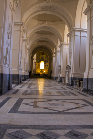 One of the thre aisles in St Matthew's cathedal in Salerno Italy