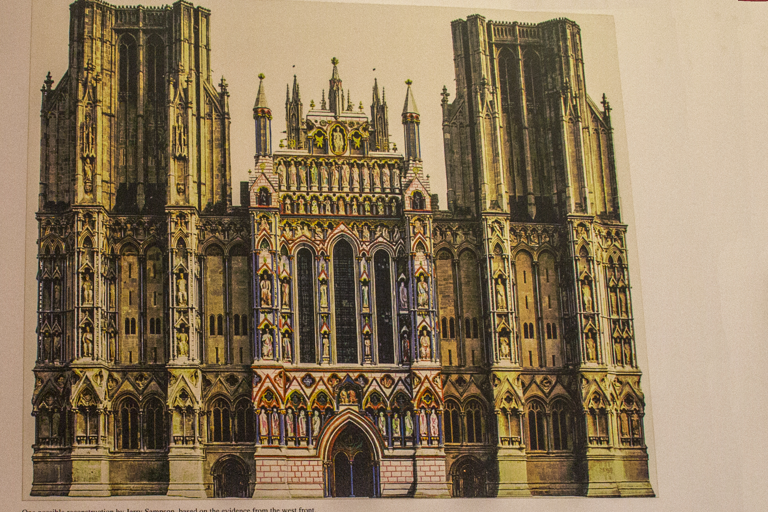 Original painted exterior of the Cathedral in Wells, Somerset, England    20185441