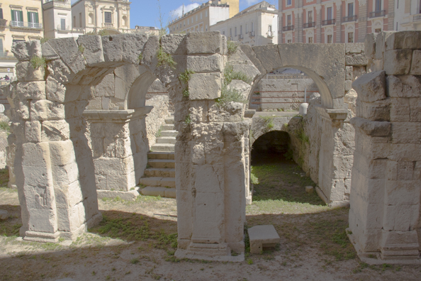 Remains of the Roman Amphitheatre in Piazza San'Oronzo in Lecce, Puglia, Italy-9706