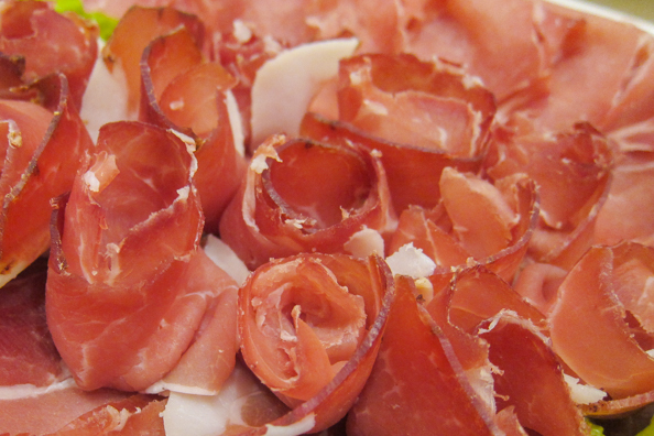 Rosettes of speck from Trentino in Italy