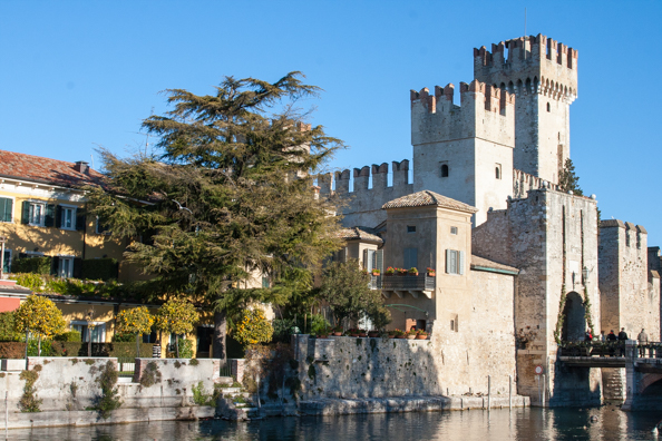 Scaligeri Castle and entrance to the town of Sirmione on Lake Garda in Italy