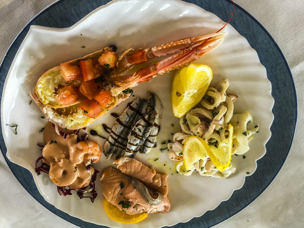 Seafood starter at Hotel Villa Elena in Tortoreto in Abruzzo, Italy  7004