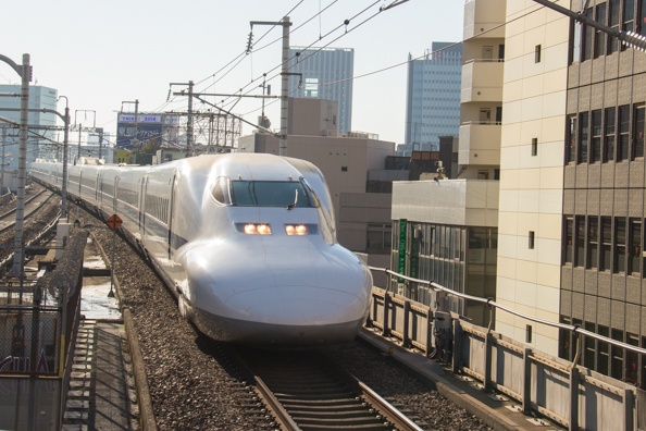 Shinkansen arriving at Kyoto station in Japan