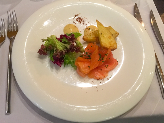 Smoked salmon starter at MEKK restaurant in Tallinn, Estonia