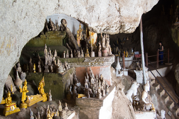 Some of the thousands of Buddhas on diplay in the Pak Ou Caves on the banks of the Mekong River near Luang Prabang in Laos
