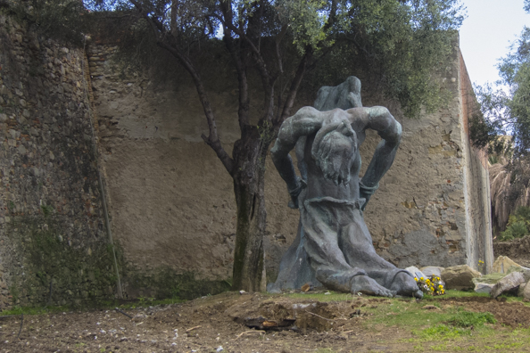 Statuary outside Forte di Santa Tecla in Sanremo, Liguria in Italy