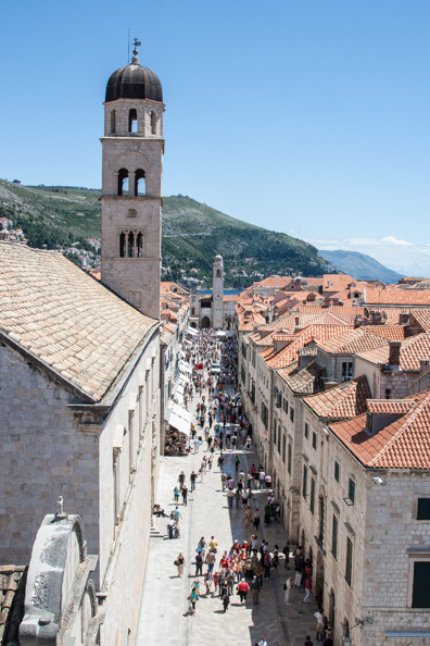 Stradun Street from the city walls of Dubrovnik in Croatia
