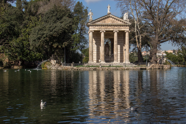 Temple of Aesculapius in the Garden Lake of Villa Borghese, Rome