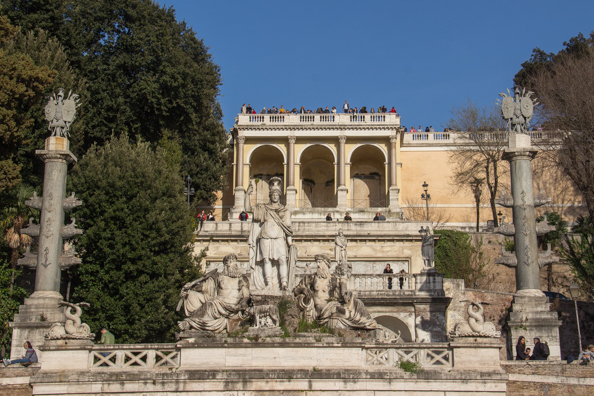 Terrace of Piazza Napoleone in Villa Borghese above Piazza del Popolo in Rome