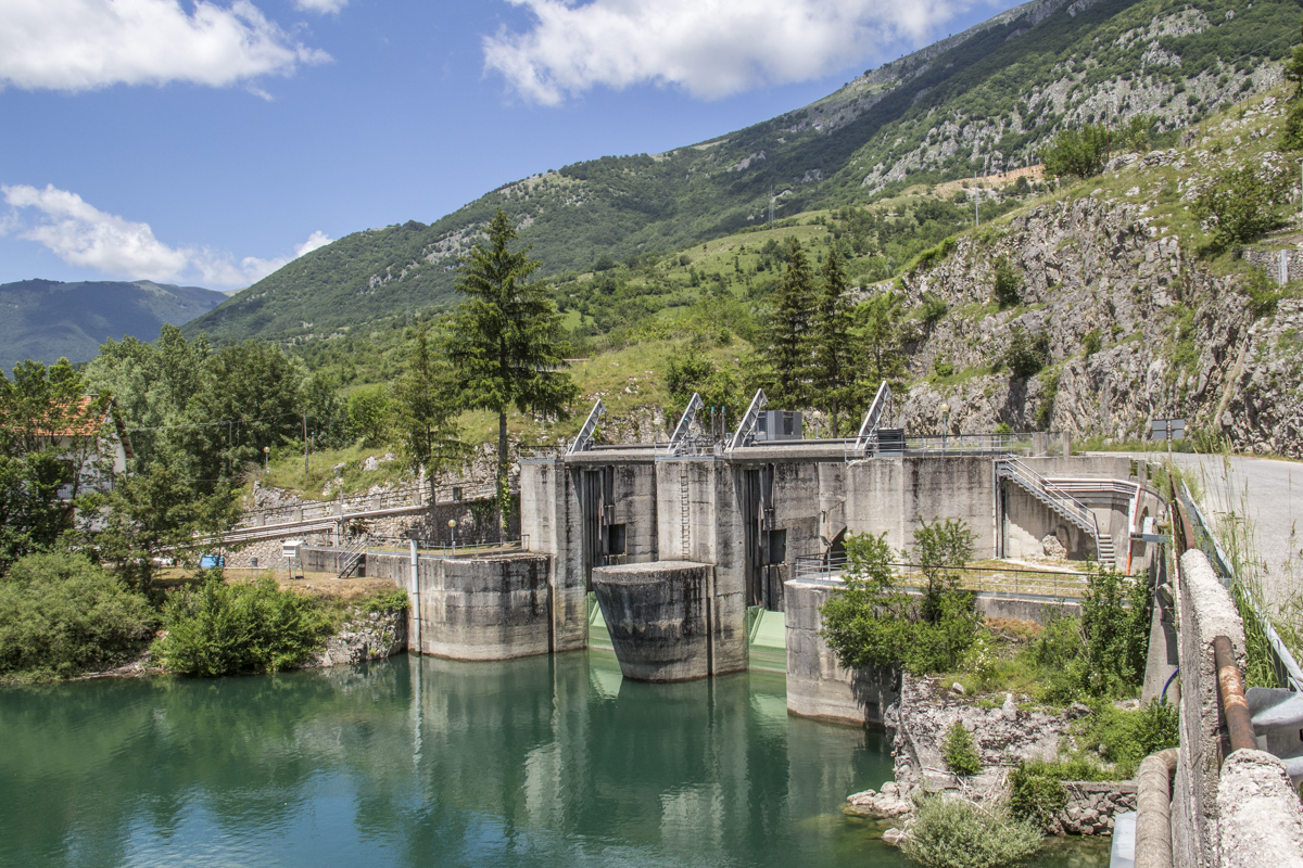 The dam on the River Sangro in Barrea, Abruzzo in Italy  0166