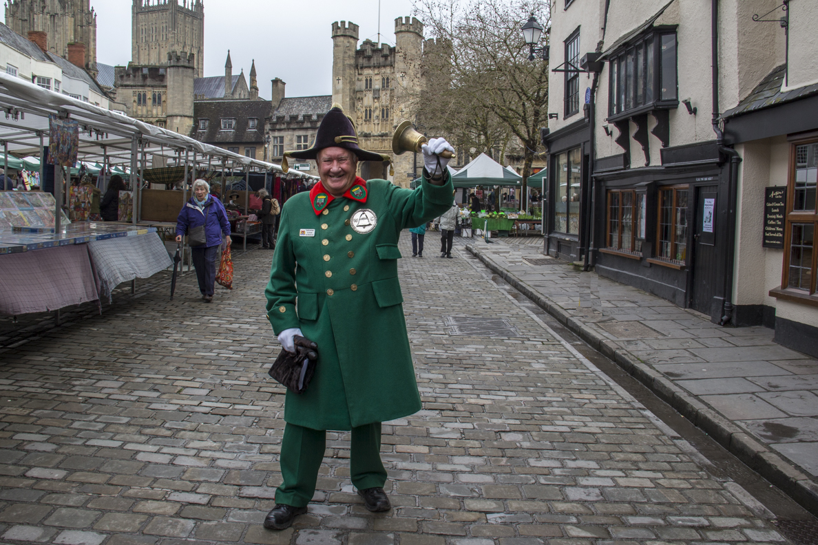 Town Crier in the Market Place in Wells, Somerset, England  5574
