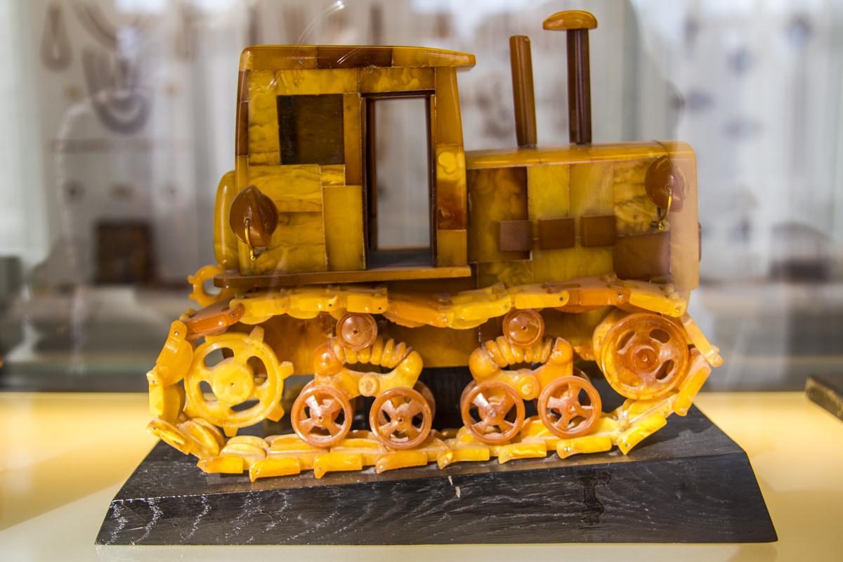 Tractor made out of amber in the Amber Museum in Palaga, Lithuania 0175