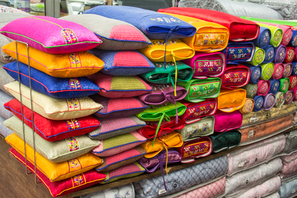 Traditonal bedding in Gwangjang market in Seoul, South Korea