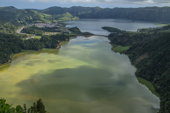 Twin Lakes in the valley of Sete Cidades on São Miguel Island in the Azores