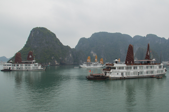 Under sail in Ha Long Bay in Vietnam