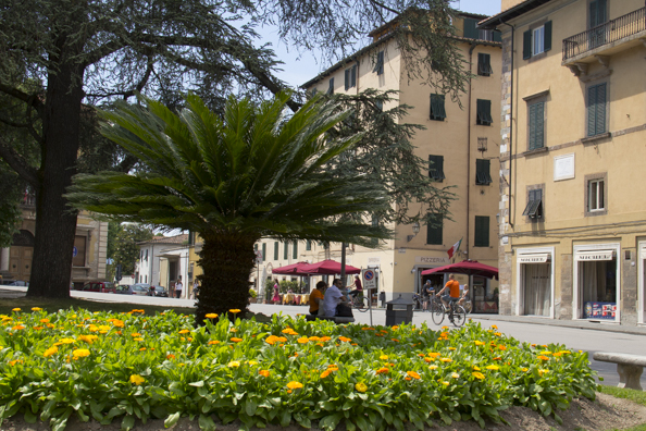 Via F Carrara by Porta San Pietro on the  city walls of  Lucca in Tuscany