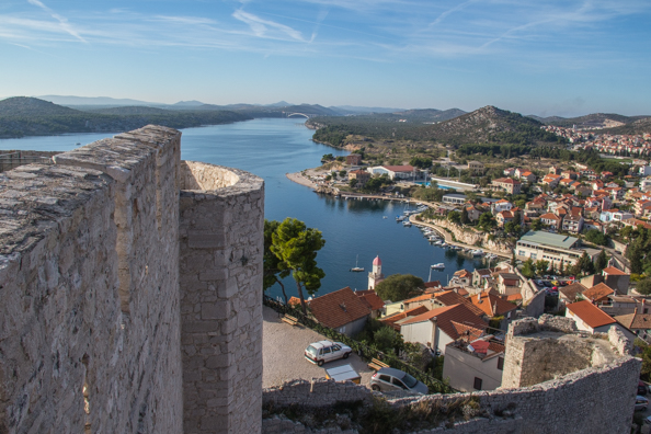 View from the top of Saint Michael's Fort in Šibenik in the Dalmatia region of Croatia