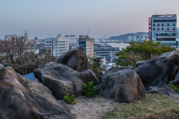 View over Busan and its Harbour from Yongdusan Park in Busan, South Korea